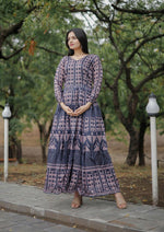Thumbnail for Aastha Fashion Women's Multicolor Pure Chanderi Digital Printed Anarkali Dress - Distacart