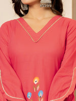 Thumbnail for Yufta Hot Pink Hand Painted Straight Kurta
