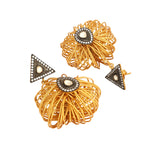 Thumbnail for Nuyug 18K Gold-Plated Stones & American Diamond Studded Contemporary Wire Drop Earrings