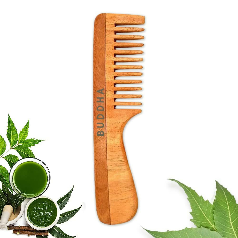 Buddha Natural Handle Kacchi Neem Wooden Comb - Distacart
