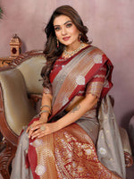 Thumbnail for Aastha Fashion Grey Silk Sarees Weaving Saree - Distacart