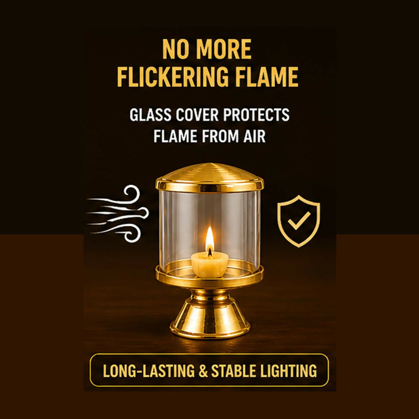 Not Available Pure Brass Ghee Diya for Puja with Glass Cover - Dista