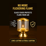 Thumbnail for Not Available Pure Brass Ghee Diya for Puja with Glass Cover - Dista