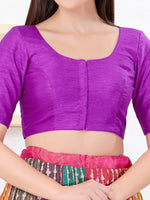 Thumbnail for Joban Fashion Purple Dupion Silk Elbow Sleeveless Front Open Blouse