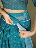 Thumbnail for Astita Cotton Sea Green Saree