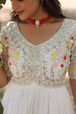 Thumbnail for Aastha Fashion Women's White Faux Blooming Embroidery Zari Sequins-work Gown - Distacart