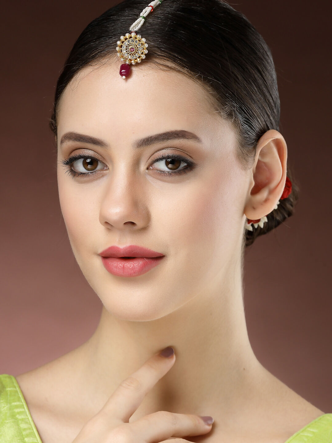 NVR Women's Gold-Polished CZ Stone-Studded Borla Maang Tikka - Distacart
