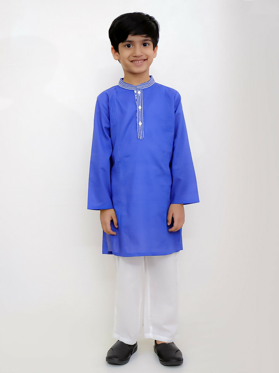 Lil Drama Shor-Gul Blue Kurta Pyjama Set For Boys