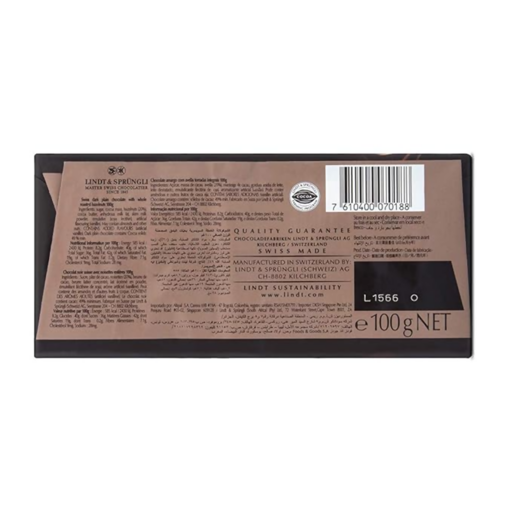 Lindt Swiss Classic Chocolate Hazelnut Sf - Dista