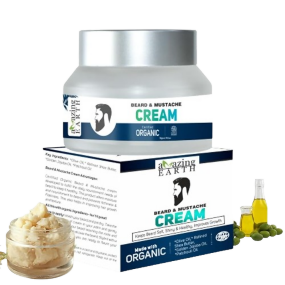 Amazing Earth Certified Organic Beard Mustache Cream for Men - Dista