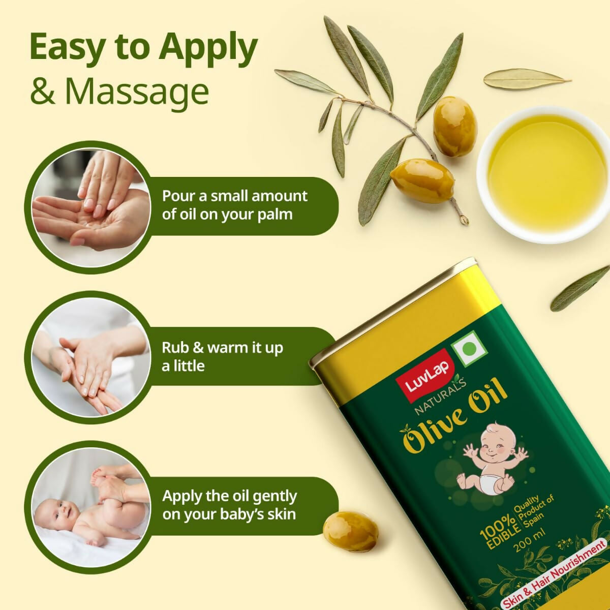 LuvLap Naturals Baby Body Massage Olive Oil for New Born - Distacart