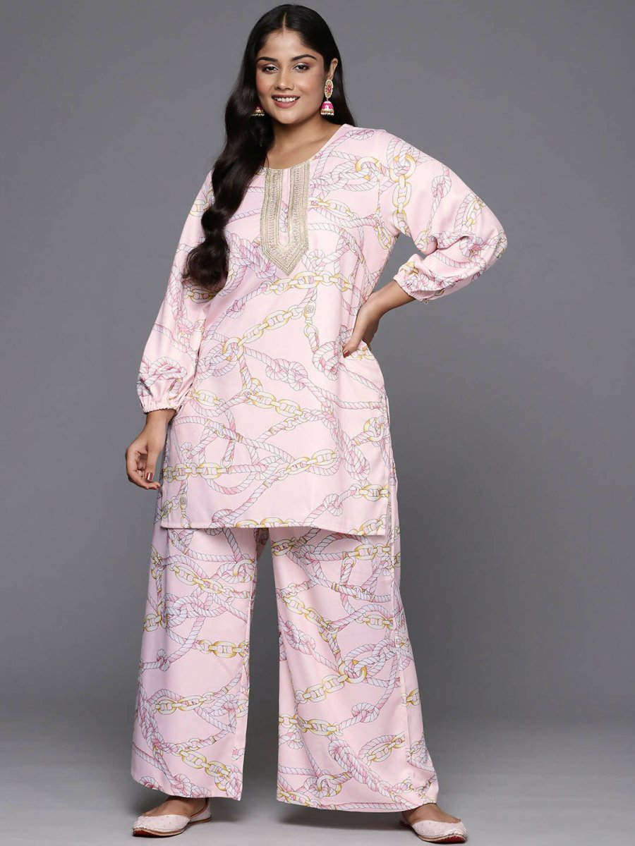 Ahalyaa Women's Traditional Wear Co-ords - Pink - Distacart