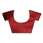 Thumbnail for Very Much Indian Handloom Pure Cotton Linen Saree With Golden Border - Dark Maroon - Distacart