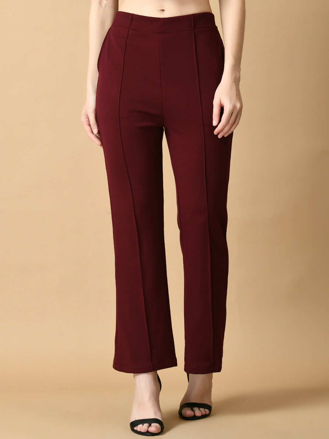 Myshka Women's Magenta Solid Coat With Trousers - Distacart