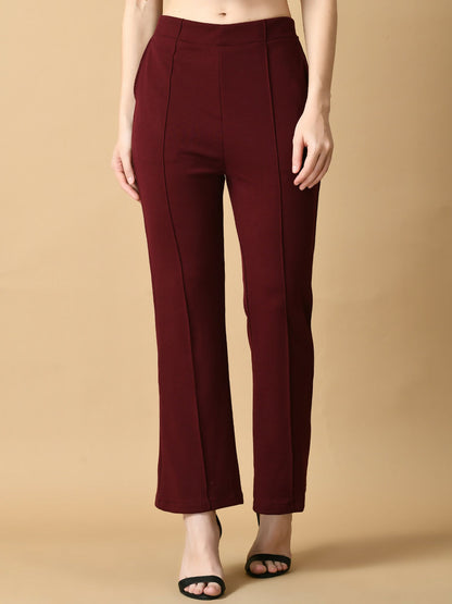 Myshka Women's Magenta Solid Coat With Trousers - Distacart