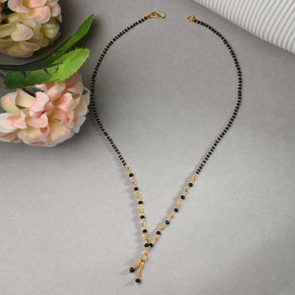 AanyaCentric Gold Plated Short Mangalsutra Set with Earrings - Distacart