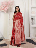 Thumbnail for Astita Lichi Silk Red Saree