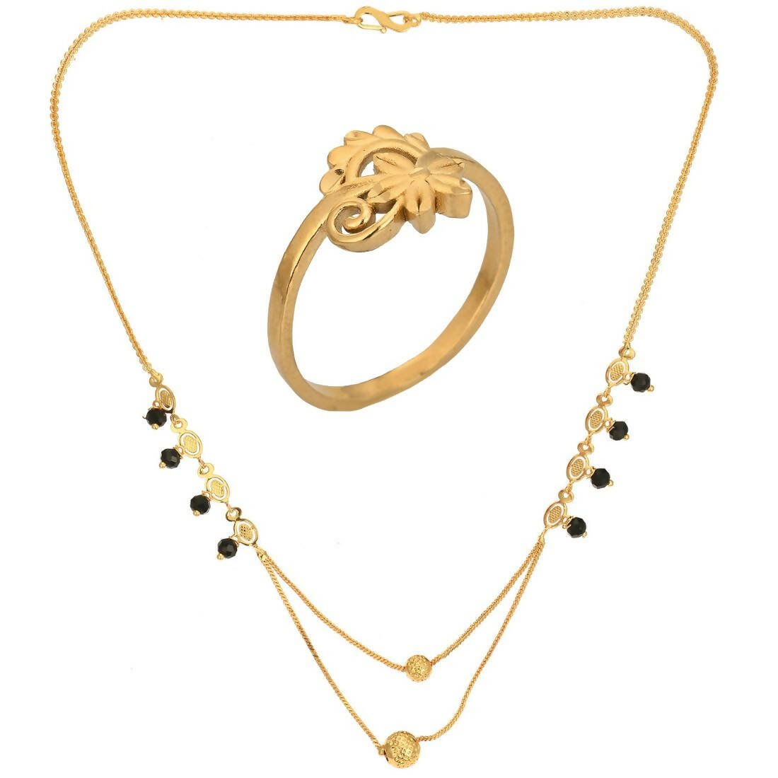 AanyaCentric Gold-plated Mangalsutra & Ring Set - Distacart