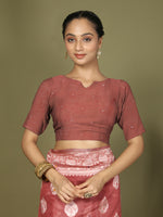 Thumbnail for Astita Linen Cotton Rust Saree