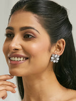 Thumbnail for Nuyug 22K Gold-Plated Crystal & Zircon Stone Studded Floral Studs