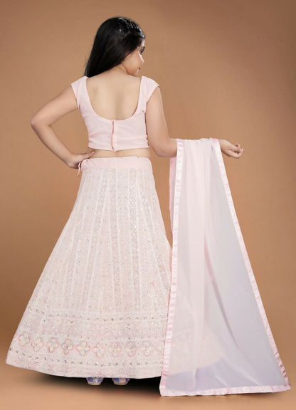 Wedding Designer Light Pink Heavy Fox Georgette Kidswear Lehenga - Aaradhna - Distacart