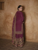 Thumbnail for Anaita Purple Silk Readymade Palazzo Suit with Swarovski Work - Distacart