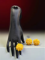 Thumbnail for Inhanns Rangmani Crystal Duo – Adjustable Ring + Statement Earrings Set - Yellow - Distacart