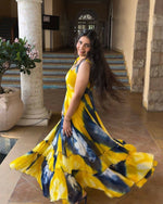 Thumbnail for Preksha Creation Women Yellow Heavy Georgette Gown - Distacart