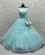 Thumbnail for Jyoti Fashion Women's Sky Blue Bridal Net Fancy Sequins with Multi Thread Embroidered Wedding Lehenga Choli - Distacart