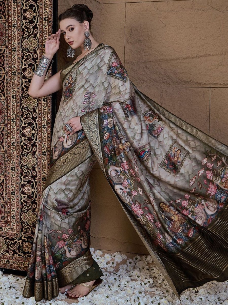 Anouk Kalamkari Zari Silk Blend Sungudi Saree - Distacart
