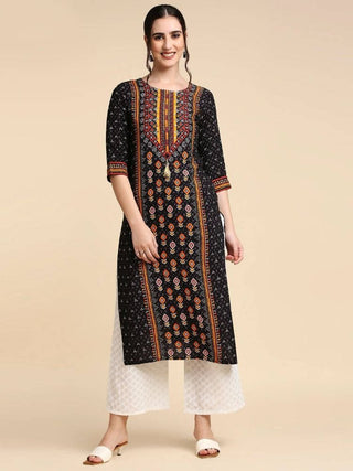 Anubhutee Black & Off-White Printed Kurta with Palazzos - Distacart