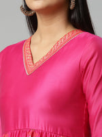 Thumbnail for Ahalyaa Womens Pink Crepe Printed Dress - Distacart