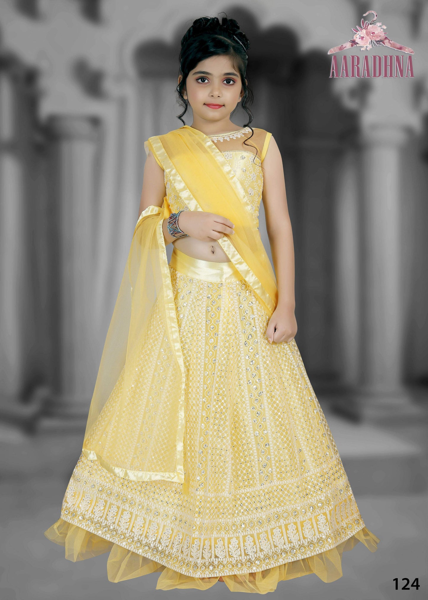 Wedding Designer Navy blue Net Kidswear Lahenga - Aaradhna - Distacart