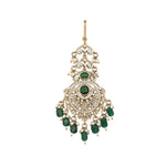 Thumbnail for Nuyug 18K Gold Plated Ethereal Green Stone Maang Tikka