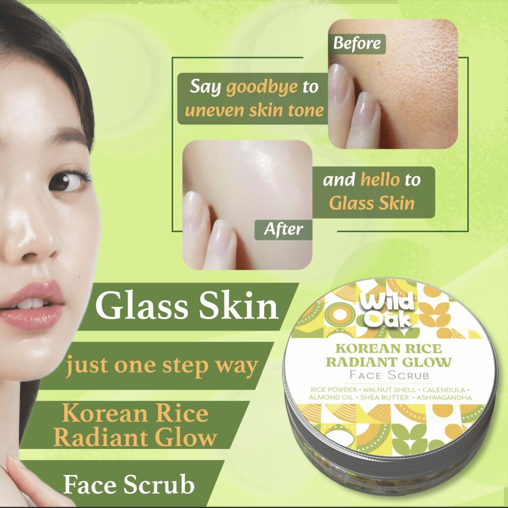 Wild Oak Korean Rice Radiant Glow Face Scrub - Distacart