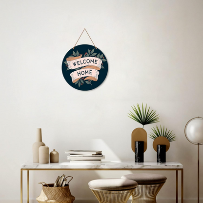 Artvibes Welcome Home Round Wood Design Artworks Hangings Ornaments - Dista