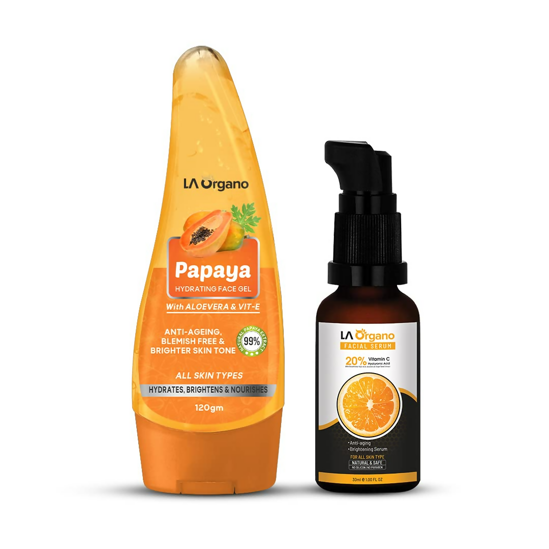 LA Organo Papaya Hydrating Face Gel with Alovera,Vit-E & Vitamin C Serum Combo - Distacart