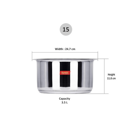 Sumeet Big Size Stainless Steel Induction Bottom Gas Stove Friendly Container - Dista
