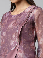 Thumbnail for Ahalyaa Women Mauve Organza Digital Printed Tunic - Distacart