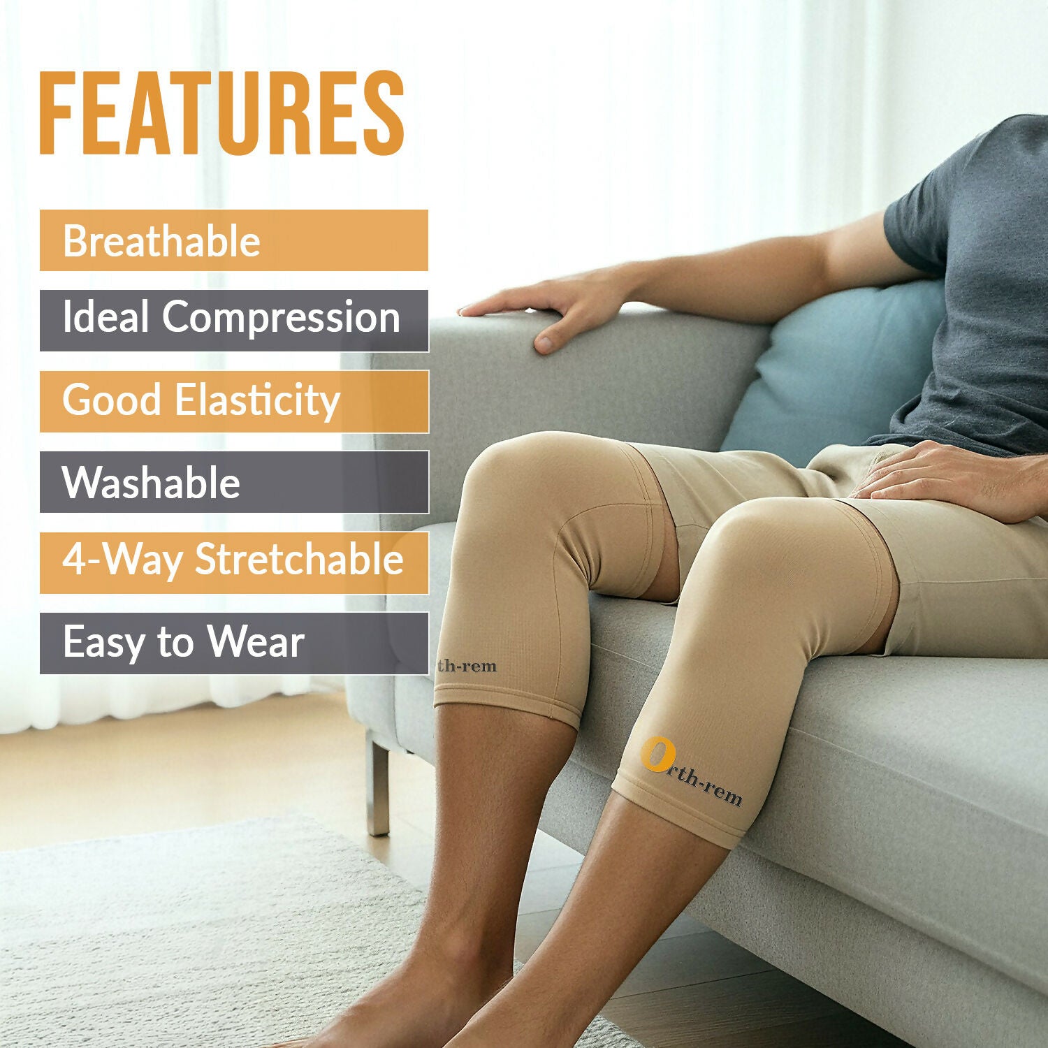 Orth-Rem Knee Cap Support For Men & Women (Pair) Knee Brace Pain Relief