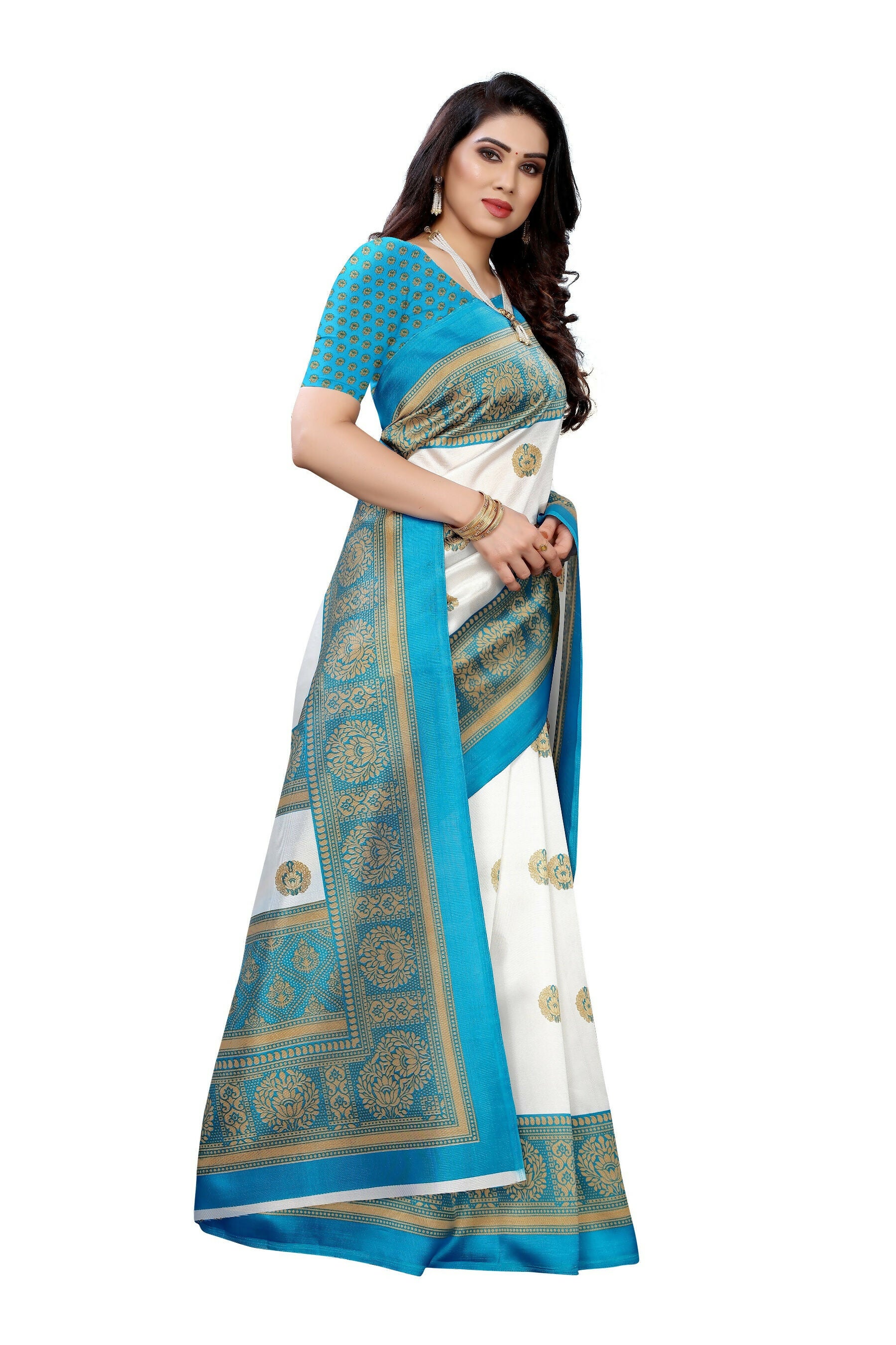 Vamika Rama Green Printed Art Silk Saree - Distacart