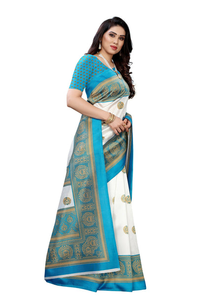 Vamika Rama Green Printed Art Silk Saree - Distacart