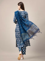 Thumbnail for Jyoti Fashion Women's Morpich Rayon Print with Embroidery & Fancy Lace Work Kurta with Trouser & Dupatta - Distacart