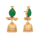 Thumbnail for Nuyug 22K Gold Plated Emerald Stone Studded Ethnic Jhumkas