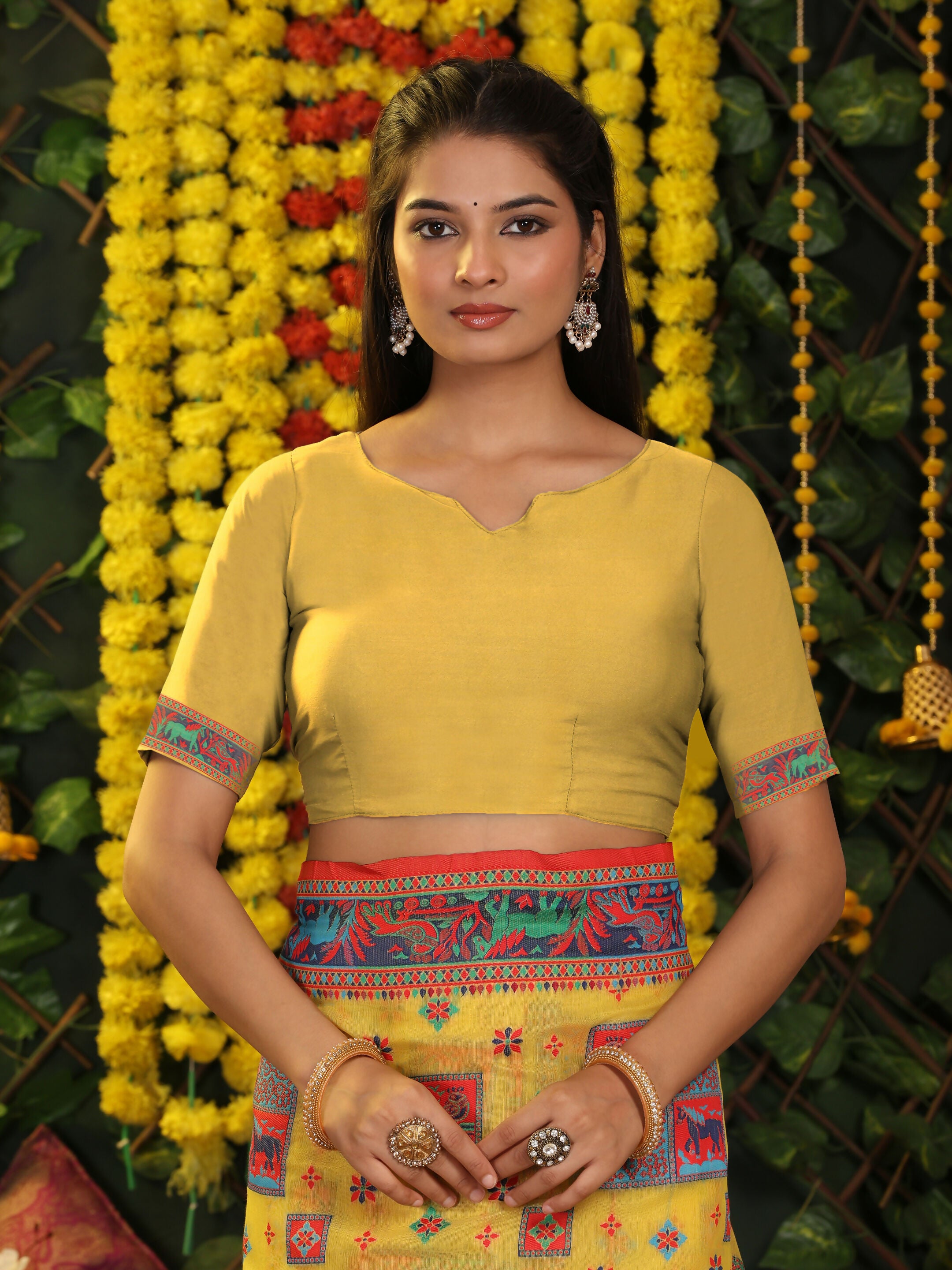 Astita Linen Cotton Yellow Saree