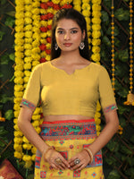 Thumbnail for Astita Linen Cotton Yellow Saree