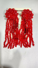 Thumbnail for Inhanns Handmade Crystal Waterfall Earrings - Long - Red - Distacart