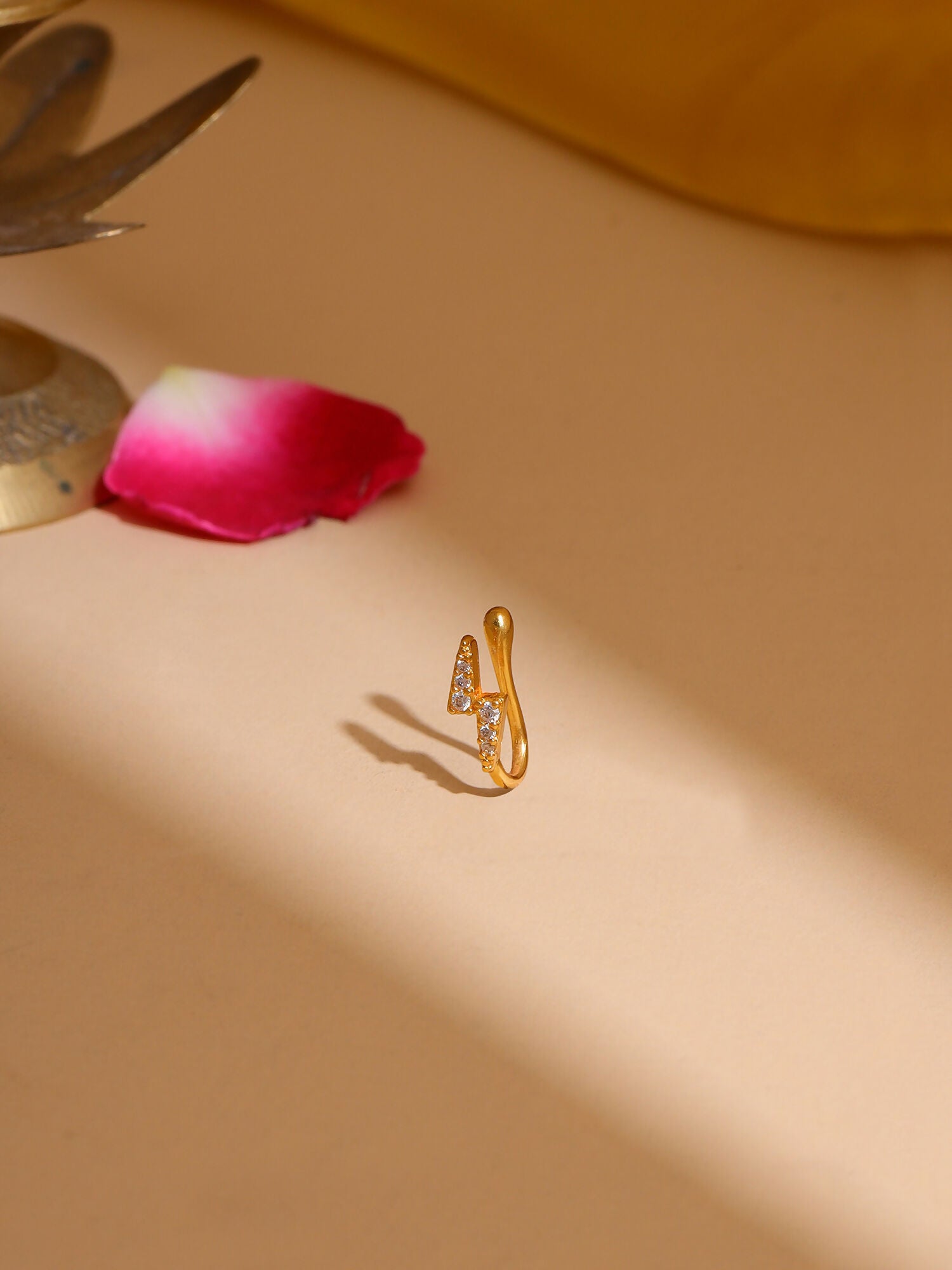 Ruby Raang Gold Bijlee Nose Pin - Dista