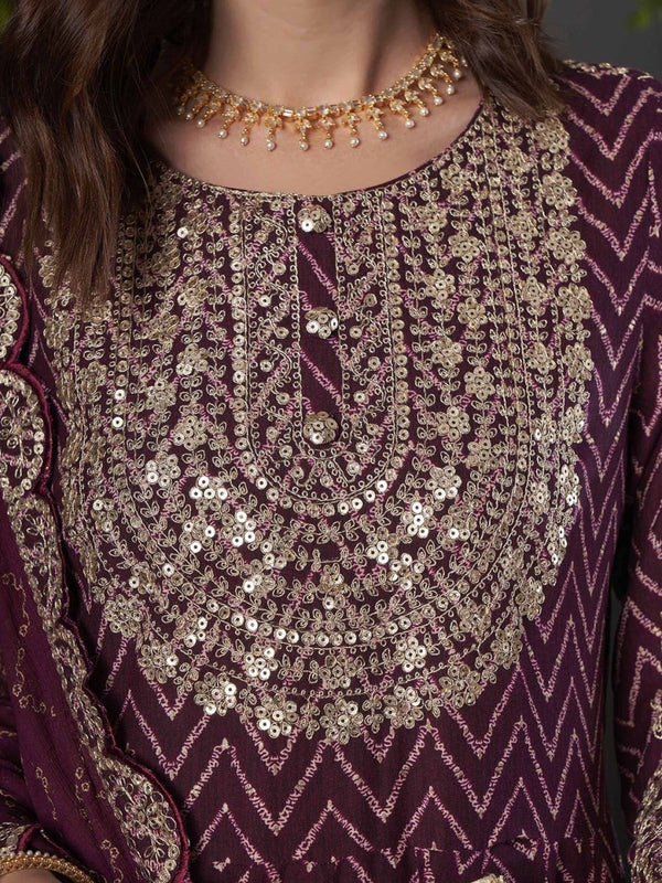 Anouk Embroidered Empire Kurta With Trousers & Dupatta