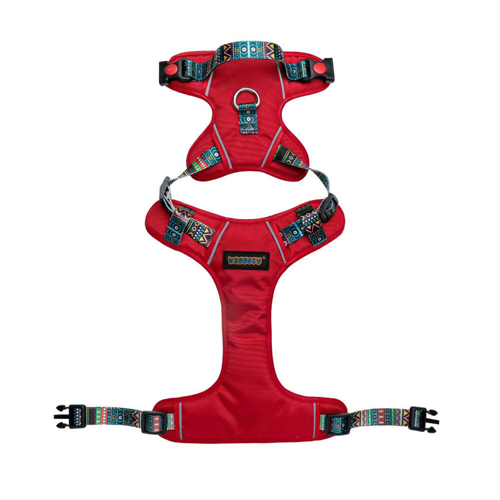 Waggety Adjustable Full Body Dog Harness - Comfortable Fit, Durable Polyester, Red - Dista